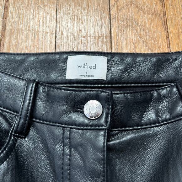 Wilfred The Melina‎ Pant Vegan Faux Leather Black High Rise Straight Leg Size 4 - Picture 10 of 14